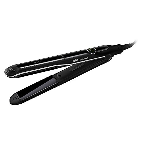 Braun Satin Hair 7 ST780 - Plancha de pelo profesional con tecnología SensoCare, placa de cerámica y definidor de rizos, color negro