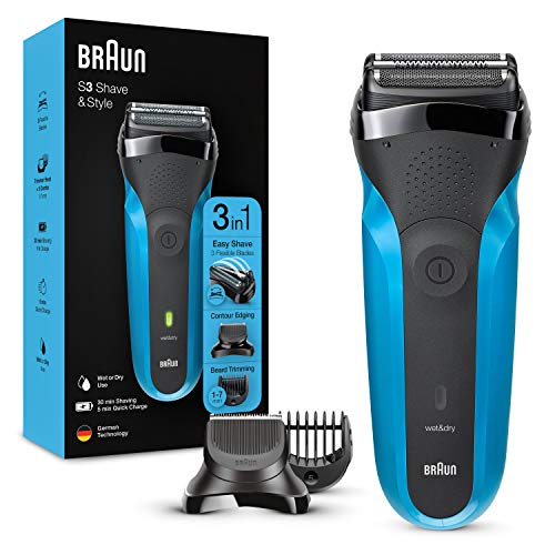 Braun Series 3 Shave & Style 310BT - Afeitadora eléctrica para barba (tecnología Wet & Dry), color negro y azul