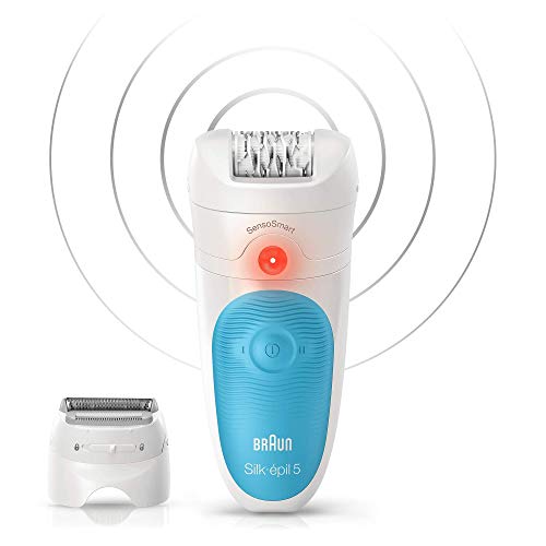 Braun Silk-épil 5 5/890 Depiladora Mujer: Depiladora Eléctrica Inalámbrica con Kit De Inicio: Con Tecnología SensoSmart, Wet & Dry (Uso En Húmedo Y Seco), Color Azul, Con 5 Accesorios