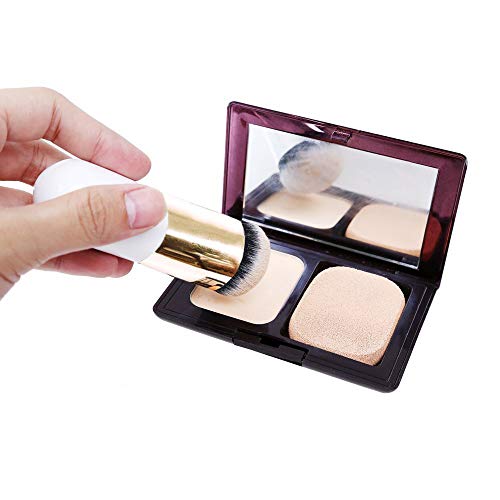 Brocha de Maquillaje Profesional, Cepillo de Base Cerdas Suave Redonda Grande, Pinceles de Maquillaje de Fundación Herramienta Cosmética, Sonrojo Polvo Aplicador BB Crema(2 piezas)