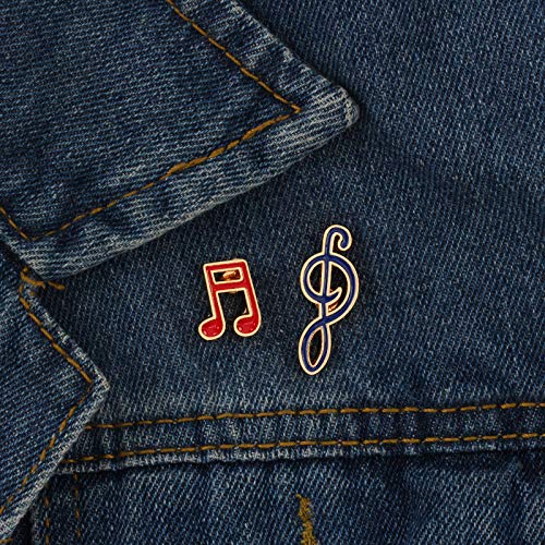 Broches Y Alfileres para Niña,Diseño Creativo Dibujos Animados Nota Musical Broche Rojo Azul Esmalte Pin Insignia De Moda Broches Ropa Decoración Joyería,Rojo