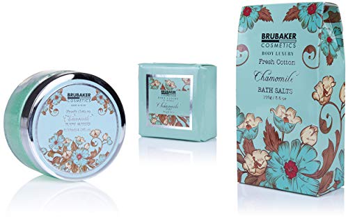 BRUBAKER Cosmetics Set de Baño y Ducha"Chamomile fresh Cotton" Cuidado hidratante Manzanilla - Set de regalo 7 piezas en caja decorativa