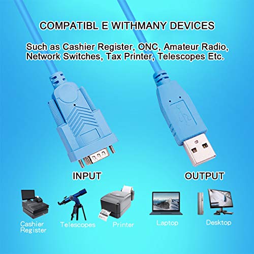 Cable adaptador de puerto serie USB 2.0 a RS232 DB9, compatible con Windows10/8/7, Vista, XP, 2000,98, Linux y Mac OS para telescopios, s y otros dispositivos con puertos serie DB9 con chipset FTDI de