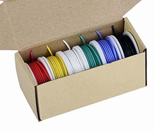 Cable eléctrico de 18 AWG, cable de conexión de cable flexible de calibre 18 (6 bobinas de 4 colores diferentes) Resistencia a altas temperaturas de cable trenzado 600V