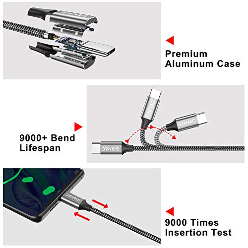 Cable USB Tipo C,5Pack[0.25M 0.5M 1M 2M 3M] 3A Cargador USB Tipo C Nylon Trenzado Cable USB C Carga Rápida y Sincronización de Datos para Samsung Galaxy S10 S9 S8, Huawei P30 P20 P10 Mate10