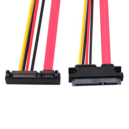 Cablecc - Cable de extensión de alimentación de datos SATA III 3.0, 7+15, 22 pines SATA macho a hembra (30 cm)