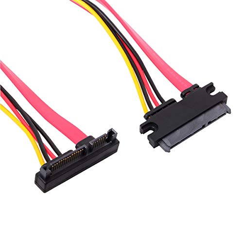 Cablecc - Cable de extensión de alimentación de datos SATA III 3.0, 7+15, 22 pines SATA macho a hembra (30 cm)