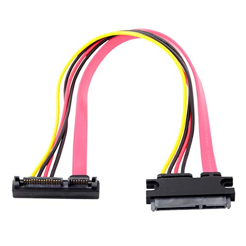 Cablecc - Cable de extensión de alimentación de datos SATA III 3.0, 7+15, 22 pines SATA macho a hembra (30 cm)