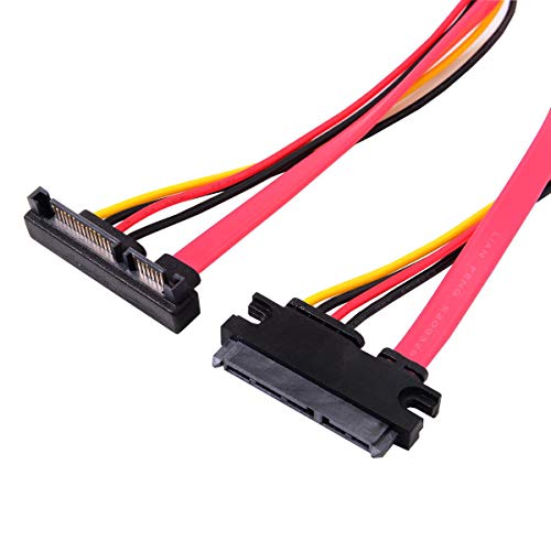 Cablecc - Cable de extensión de alimentación de datos SATA III 3.0, 7+15, 22 pines SATA macho a hembra (30 cm)