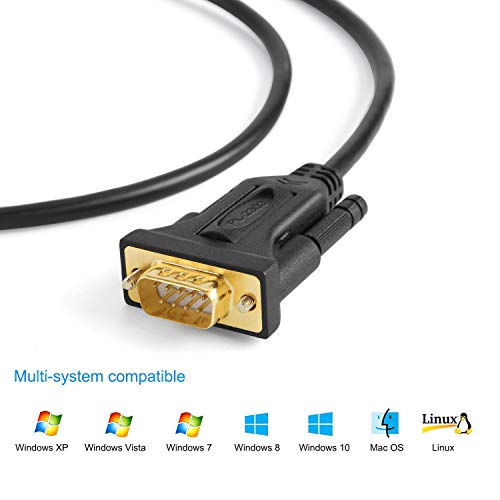 CableCreation USB 2,0 a RS232 maschio DB9 adattatore cavo convertitore seriale con Prolific PL2303 chipset, 3ft placcato Oro per Windows 10, 8,1, 8, 7, Vista, XP, 2000, Linux e Mac OS, Nero