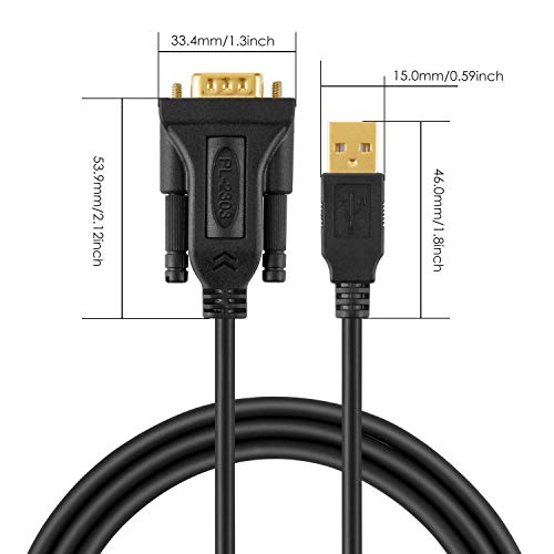 CableCreation USB 2,0 a RS232 maschio DB9 adattatore cavo convertitore seriale con Prolific PL2303 chipset, 3ft placcato Oro per Windows 10, 8,1, 8, 7, Vista, XP, 2000, Linux e Mac OS, Nero