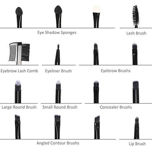 Cadrim Cepillos de Maquillaje Profesional Cepillos de Maquillaje de Ojos Rubor Contorno de los Labios Corrector Brochas Cosméticas (32 Negro)