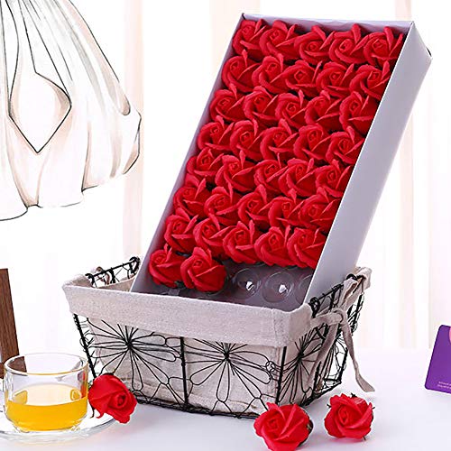 Caja de jabón de aceites esenciales perfumados con olor a rosa con diseño en forma de flor de Weiye, 50 unidades sin conservantes, regalo ideal para aniversario, cumpleaños, boda, día de San Valentín