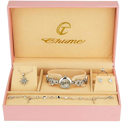 Caja de Regalo Reloj Mujer - Juegos de Joyas- Collar-Anillo- Pendientes - Pulsera