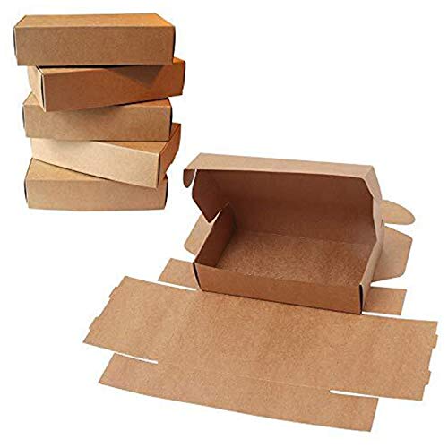 Cajas de Cartón Kraft para Regalos (Pack de 20) - Caja de Regalo 19 x 11 x 4,5cm Empaque Plano Automontable Apto para Fiesta, Boda, Galletas, Dulces y Joyas