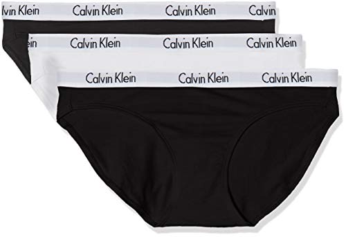 Calvin Klein 000QD3588E Braguita, Negro (Black/White/Black Wzb), L (Pack de 3) para Mujer