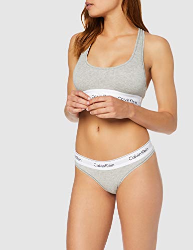 Calvin Klein Modern Cotton-Thong Tanga, Grau (GREY HEATHER 020), X-Small para Mujer