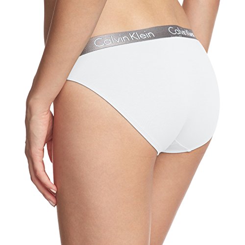 Calvin Klein Radiant Cotton-Bikini Tanga, Blanco (White 100), Large para Mujer