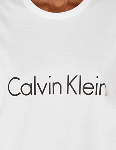 Calvin Klein S/s Crew Neck Top de Pijama, Blanco (White 100), 42 (Talla del Fabricante: Large) para Mujer