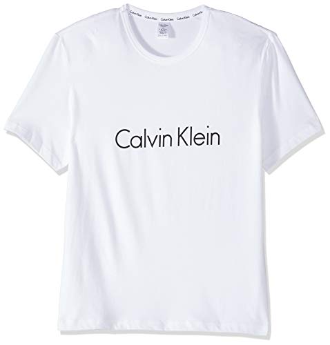 Calvin Klein S/s Crew Neck Top de Pijama, Blanco (White 100), 42 (Talla del Fabricante: Large) para Mujer