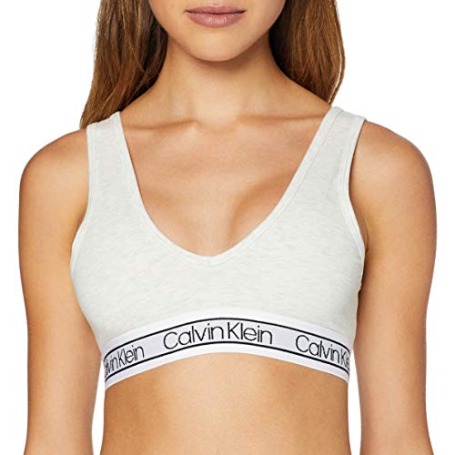 Calvin Klein Unlined Bralette (Reversible) Parte de arriba de bikini, Blanco (Snow Heather Ow5), 38 (Talla del fabricante: Small) para Mujer