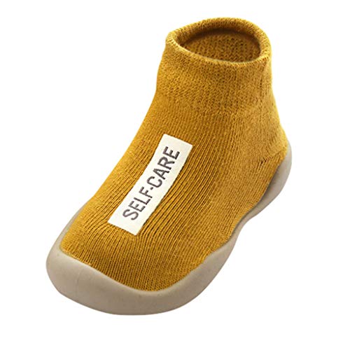 Calzado Casual Infantil Zapatos De Goma Antideslizantes Calcetines De Punto Zapatos Casa OtoñO Nuevas Botas Desnudas Zapatos para BebéS Y NiñOs ReciéN Nacidos Zapatos De Primer Paso(Amarillo,23EU)