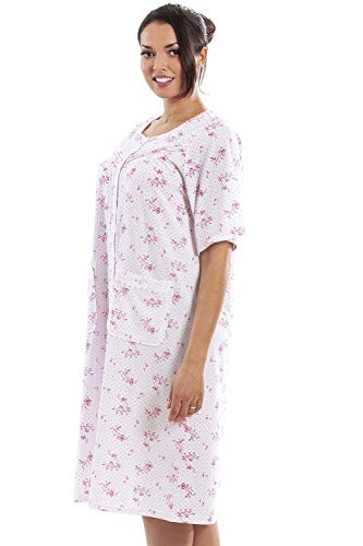 Camille Mujeres Porcelana Floral Manga Corta Botón Front Nightdress 42-44 Rosa