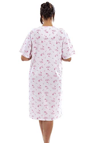 Camille Mujeres Porcelana Floral Manga Corta Botón Front Nightdress 42-44 Rosa