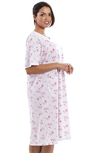 Camille Mujeres Porcelana Floral Manga Corta Botón Front Nightdress 42-44 Rosa