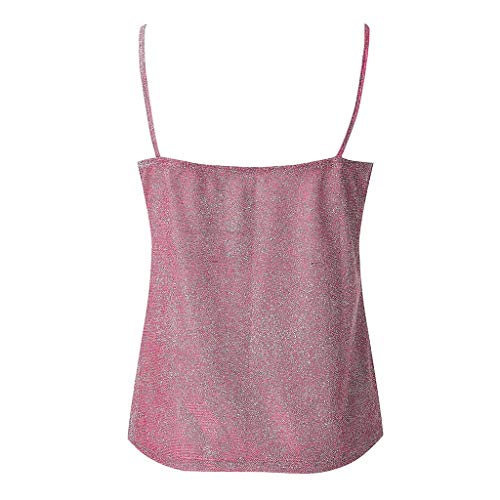 Camiseta de Tirantes para Mujer， Chaleco Lentejuelas Color sólido Cuello en v Mujeres Sexy Honda sin Tirantes sin Tirantes de Verano Blusa Fiesta Crop Tops