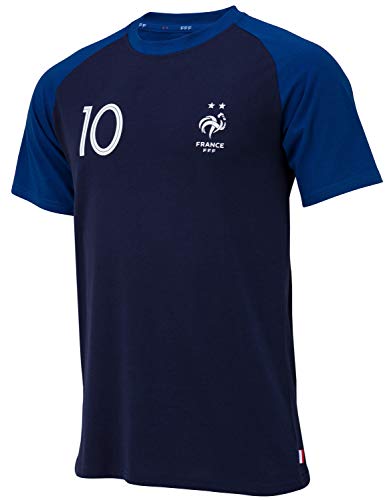 Camiseta del equipo de fútbol de Francia de la FFF – Kylian MBAPPE – Colección oficial para hombre XL – azul marino – XL