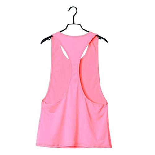 Camisetas sin Mangas Mujer,SHOBDW Playa De Verano Sexy Suelto Talla Grande Cuello Redondo Gimnasio Deporte Entrenamiento FíSico Entrenamiento Blusa para Correr para Mujer(Rosado,XL)