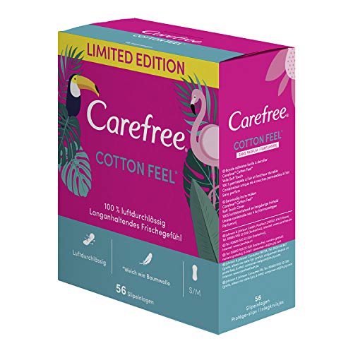 Carefree Cotton Feel - Compresas sin perfume, permeables, 5 x 56 unidades, talla S/M