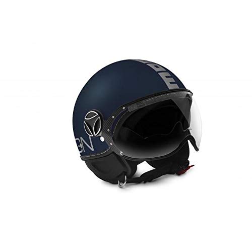 Casco Jet Momodesign FGTR EVO Azul Mate Logo Gris, Talla XL