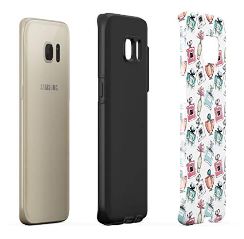 Case Cover Compatible with Samsung Galaxy S7 Edge Silicone Inner & Outer Hard PC Shell 2 Piece Hybrid Armor Parfume Bottless Girly Pattern