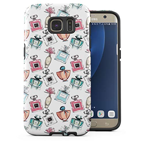 Case Cover Compatible with Samsung Galaxy S7 Edge Silicone Inner & Outer Hard PC Shell 2 Piece Hybrid Armor Parfume Bottless Girly Pattern