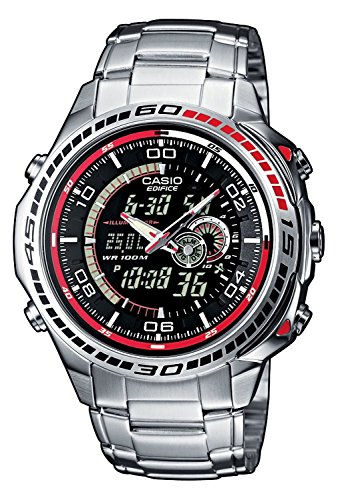 Casio EDIFICE Reloj en caja sólida, 10 BAR, Negro, para Hombre, con Correa de Acero inoxidable, EFA-121D-1AVEF