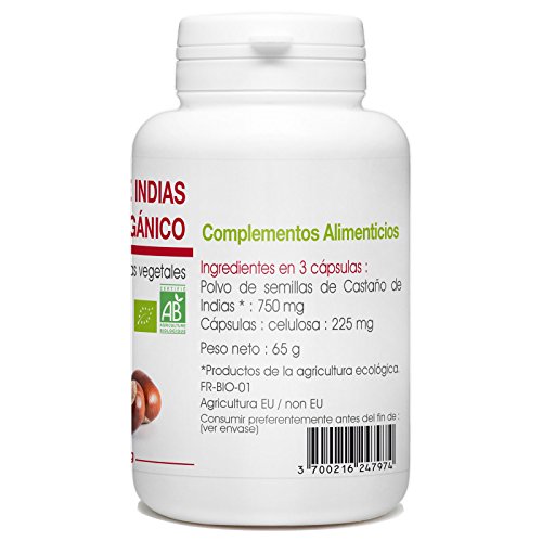 Castaño de Indias Orgánico - Aesculus hippocastanum - 250mg - 200 cápsulas vegetales