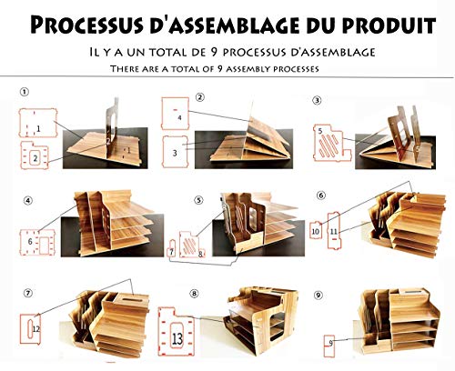 Catekro Caja de almacenamiento de escritorio de gran capacidad Porta bolígrafos/Estantería/Soporte de libros de madera