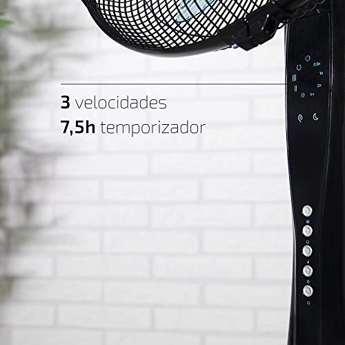 Cecotec Ventilador de Suelo EnergySilence 530 Power Connected Black. 5 Aspas de 12" (30cm) de Di‡Metro, 3 Velocidades, Motor de Cobre, Rejilla Rotatoria, Mando a Distancia, Temporizador de 2h, 50W