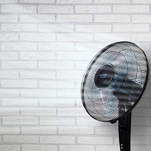 Cecotec Ventilador de Suelo EnergySilence 530 Power Connected Black. 5 Aspas de 12" (30cm) de Di‡Metro, 3 Velocidades, Motor de Cobre, Rejilla Rotatoria, Mando a Distancia, Temporizador de 2h, 50W