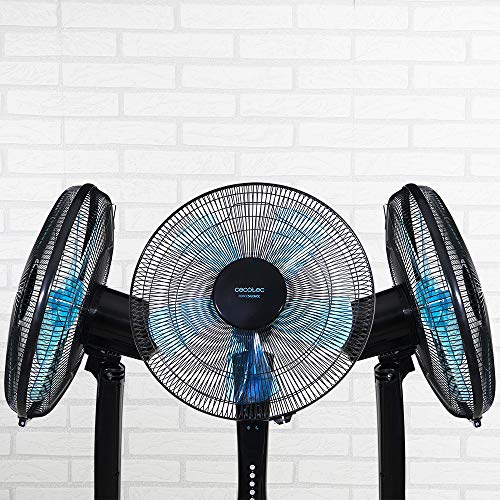 Cecotec Ventilador de Suelo EnergySilence 530 Power Connected Black. 5 Aspas de 12" (30cm) de Di‡Metro, 3 Velocidades, Motor de Cobre, Rejilla Rotatoria, Mando a Distancia, Temporizador de 2h, 50W