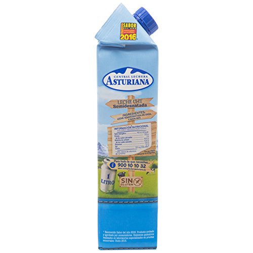 Central Lechera Asturiana - Leche Semidesnatada Brik 1L (Pack 6)