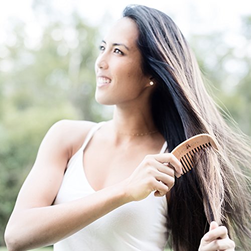 Cepillo de cerdas de pelo de jabalí, para conseguir un acondicionamiento natural del pelo, peine de madera para desenredar el pelo, este juego deja el pelo brillante y sedoso