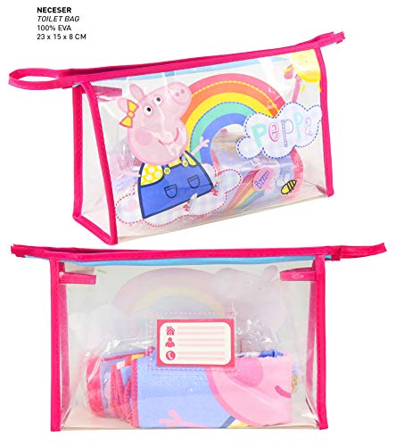 Cerdá Life'S Little Moments Set de Aseo Niño-Incorpora Cepillo Pelo, Botellas de Viaje para Champú y Colonia y Toalla de Microfibra de Peppa Pig, Neceser Unisex niños, Multicolor, 23.0 X 15.5 X 8.0 CM