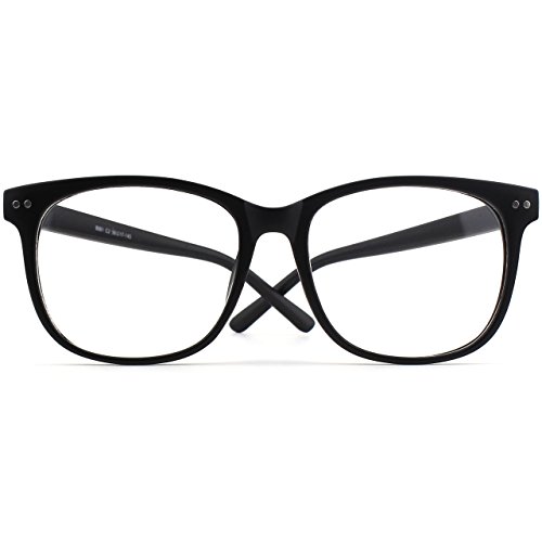 CGID CN81 Retro Anteojos Lente Claro Gafas Para Mujer y Hombre,Mate Negro