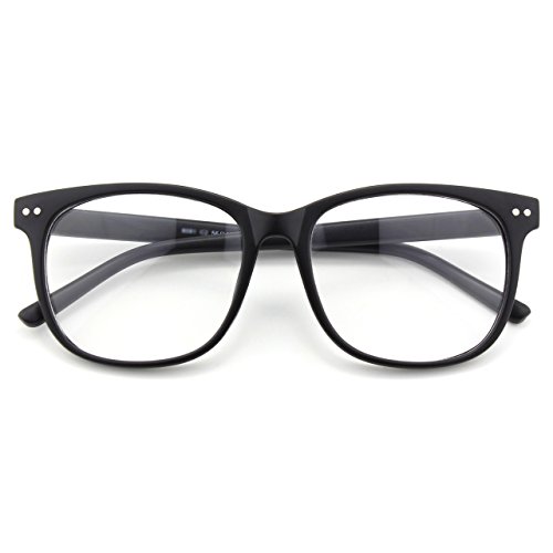 CGID CN81 Retro Anteojos Lente Claro Gafas Para Mujer y Hombre,Mate Negro