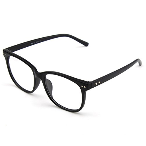 CGID CN81 Retro Anteojos Lente Claro Gafas Para Mujer y Hombre,Mate Negro