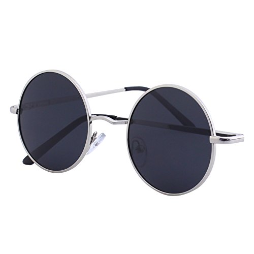 CGID E01 Estilo Vintage Retro Lennon inspirado círculo metálico redondo gafas de sol polarizadas para hombres y mujeres