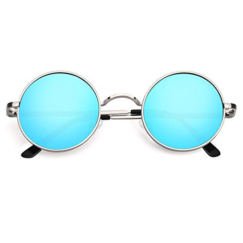 CGID E01 Estilo Vintage Retro Lennon inspirado círculo metálico redondo gafas de sol polarizadas para hombres y mujeres